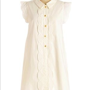 Dear creatures letter than ever dress, off white eyelet dress, a-line, pockets.